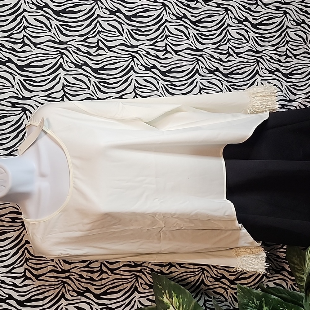 NWT Shear cream top size Large with beautiful sleeves.